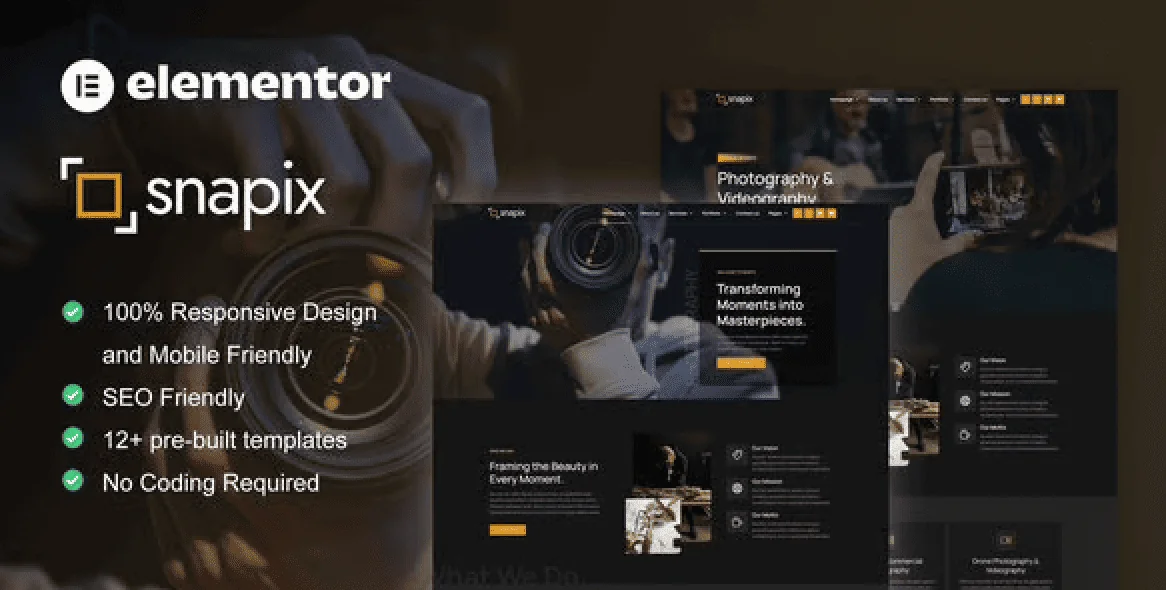 Snapix – Photography and Videography Services Elementor Template Kit