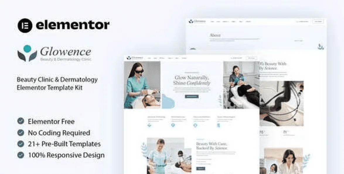 Glowence – Beauty Clinic and Dermatology Elementor Template Kit