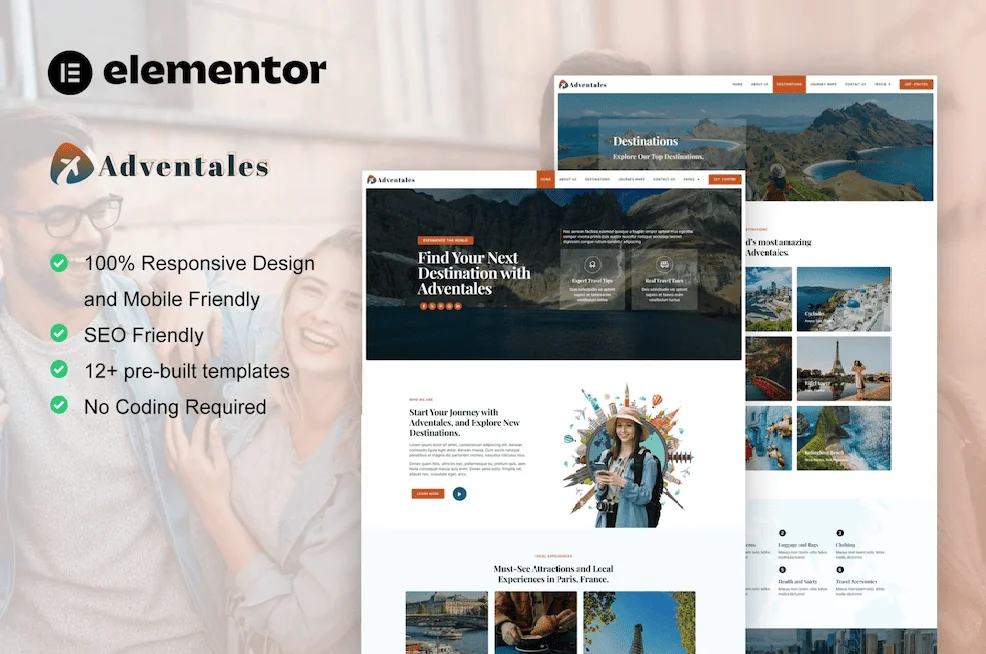 Adventales – Modern Travel Blog Elementor Template Kit
