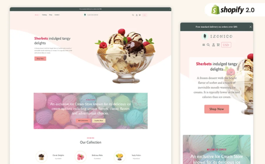 Izonico Modern Ice Cream Shopify Theme