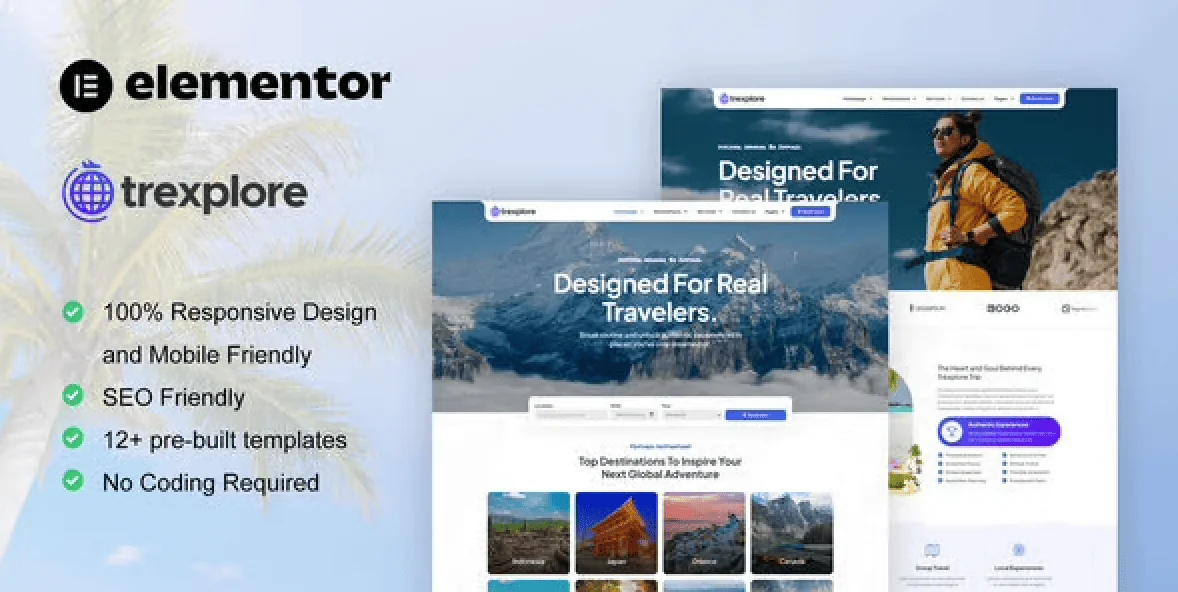 Trexplore – Travel and Tour Agency Elementor Pro Template Kit