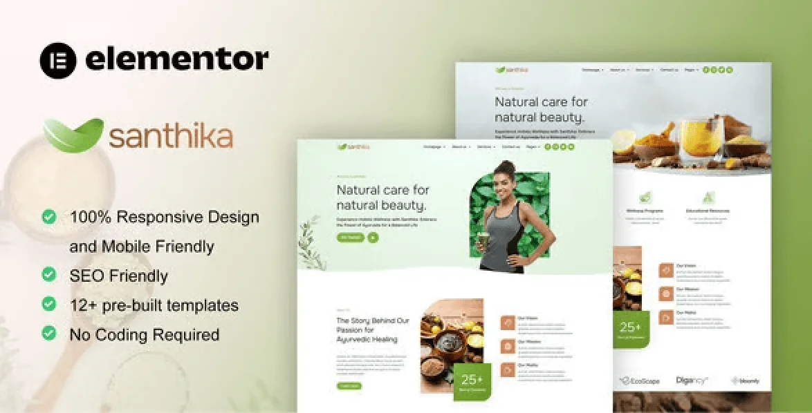 Santhika – Ayurveda and Natural Beauty Care Elementor Template Kit