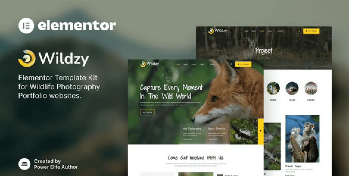 Wildzy – Wildlife Photography Elementor Template Kit