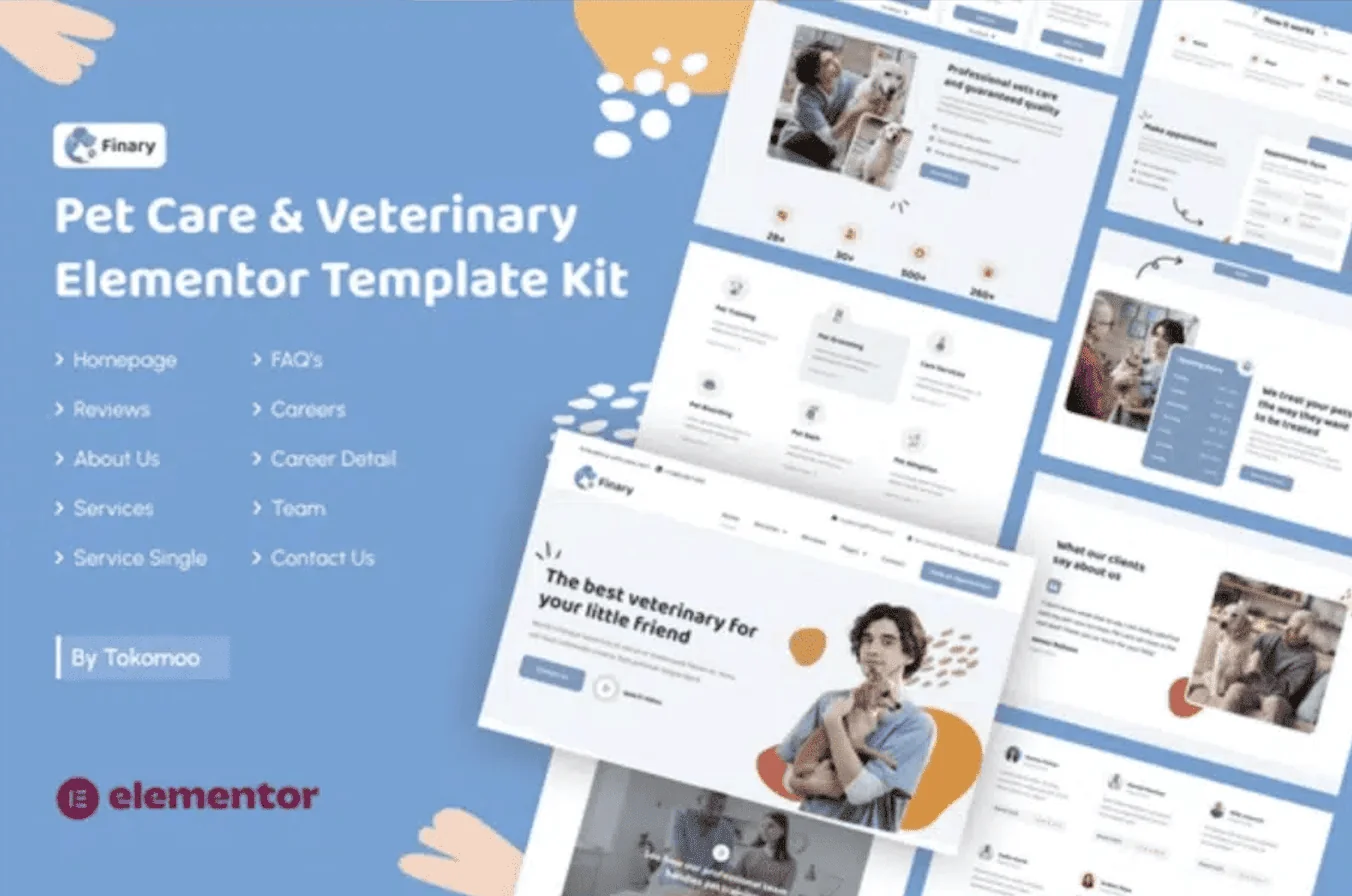 Finary – Pet Care & Veterinary Elementor Template Kit