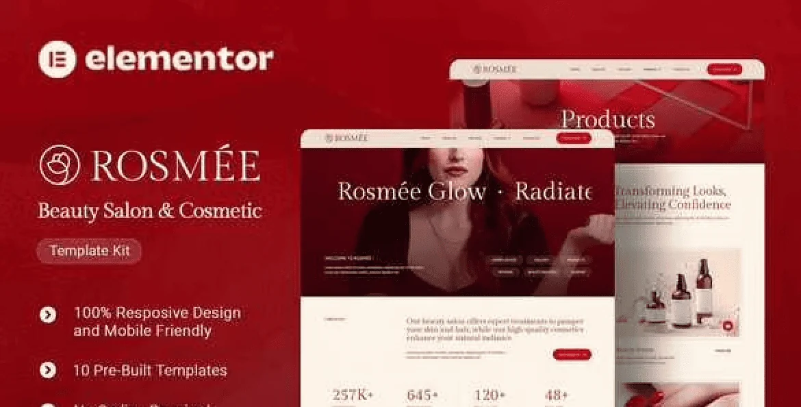 Rosmee – Beauty Salon and Cosmetic Elementor Tempate Kit