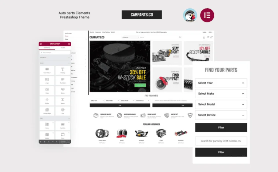 Carpartsco - Elements Auto Part Prestashop Theme